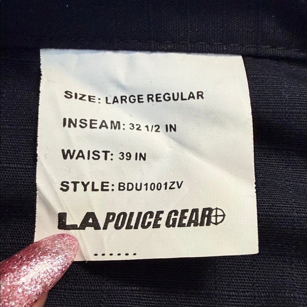 LA Police‎ Gear BDU Tactical Pants With Zipper Black Mens Sz Large Reg 39/32.5